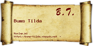 Bums Tilda névjegykártya